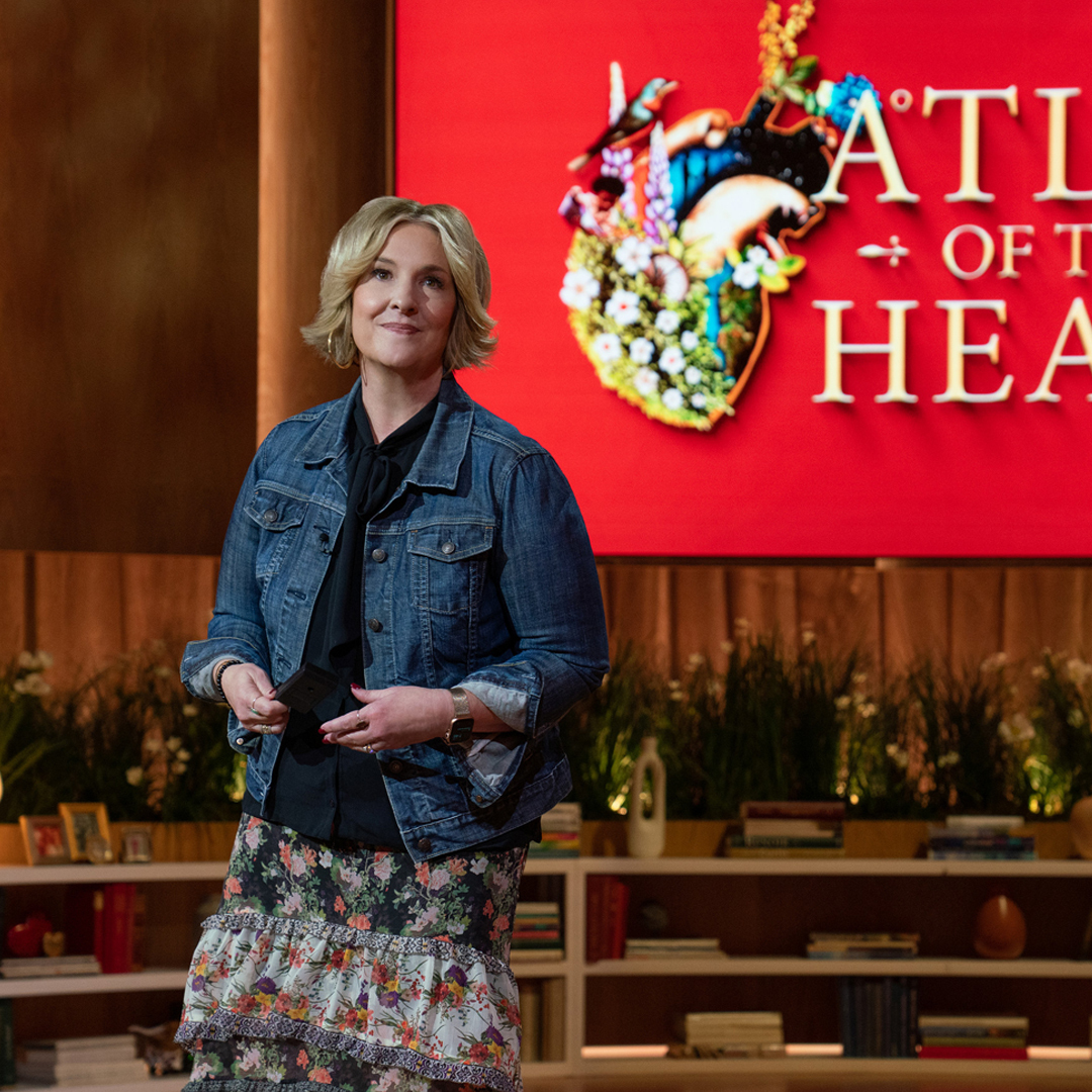 Brené Brown on stage filming HBO Max series Atlas of The Heart